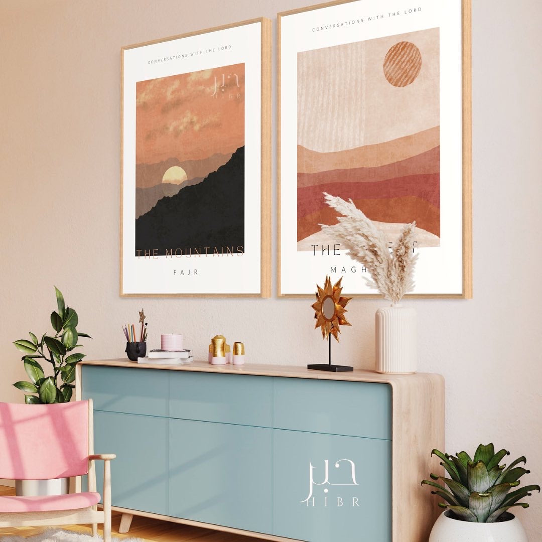 Desert and Mountains: Abstract Boho Landscape Islamic Prints Set