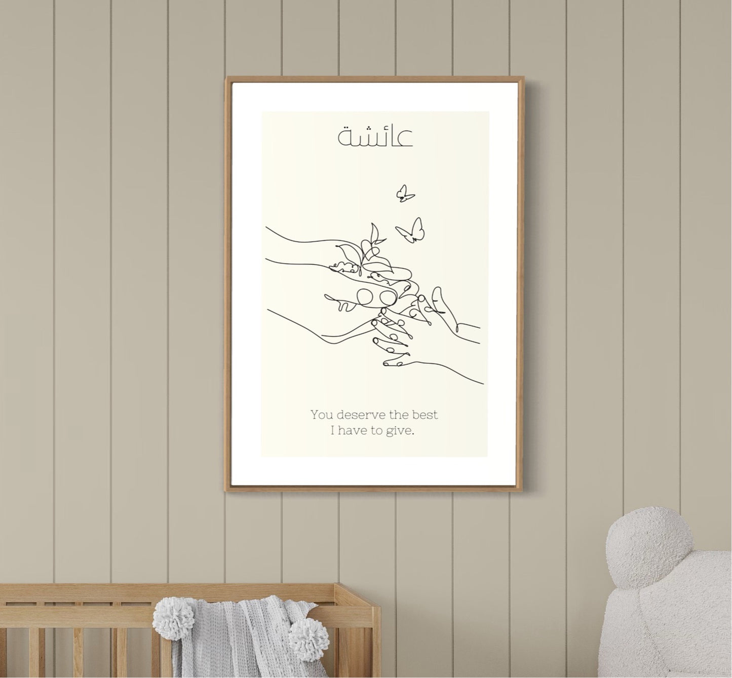 Blooming Love: Personalised Line Art Print of Mother's Hands and Baby's Grasp