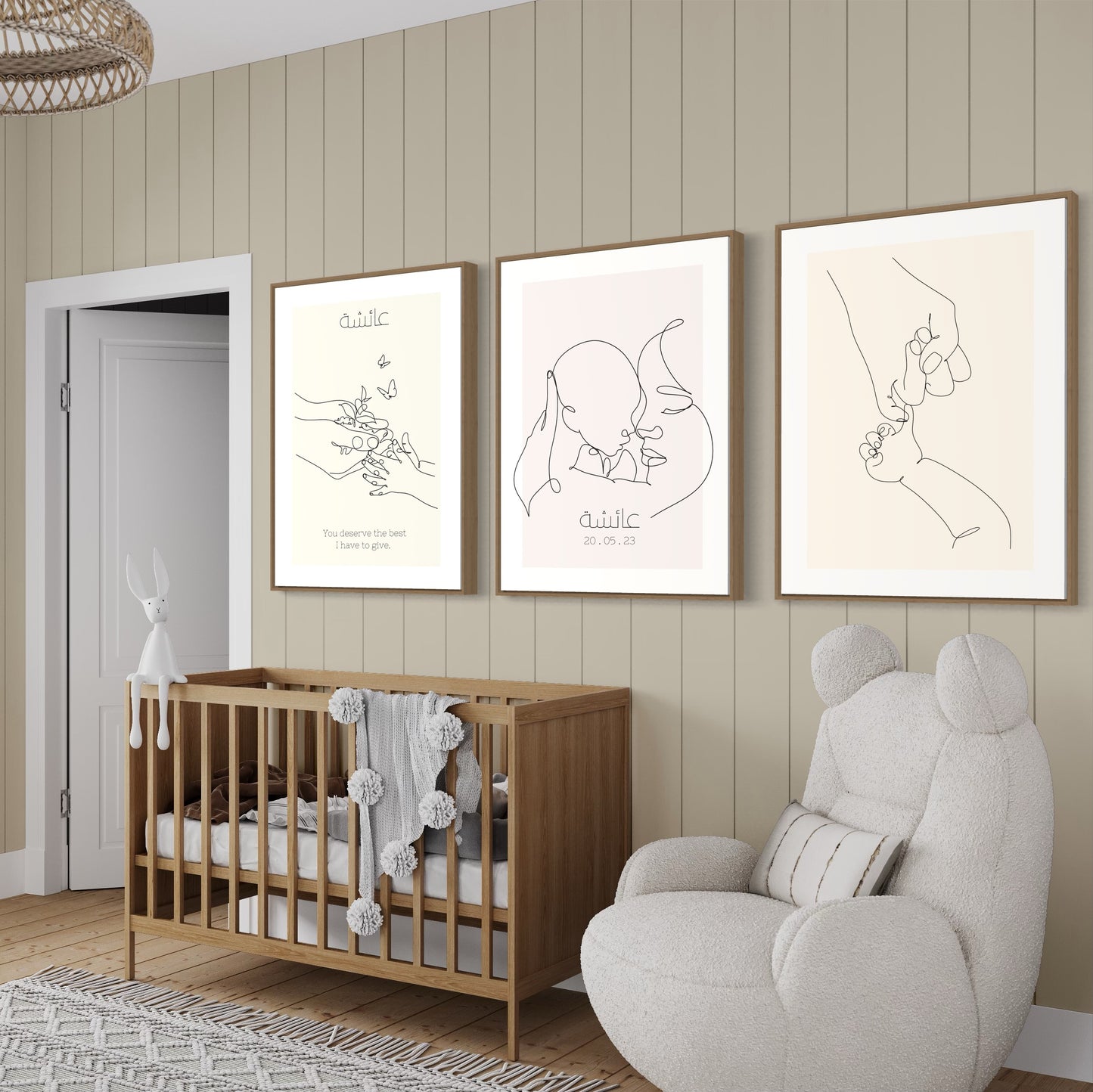 Tender Embrace: Line Art Print of Hand Holding Baby's Hand - Symbol of Unbreakable Love