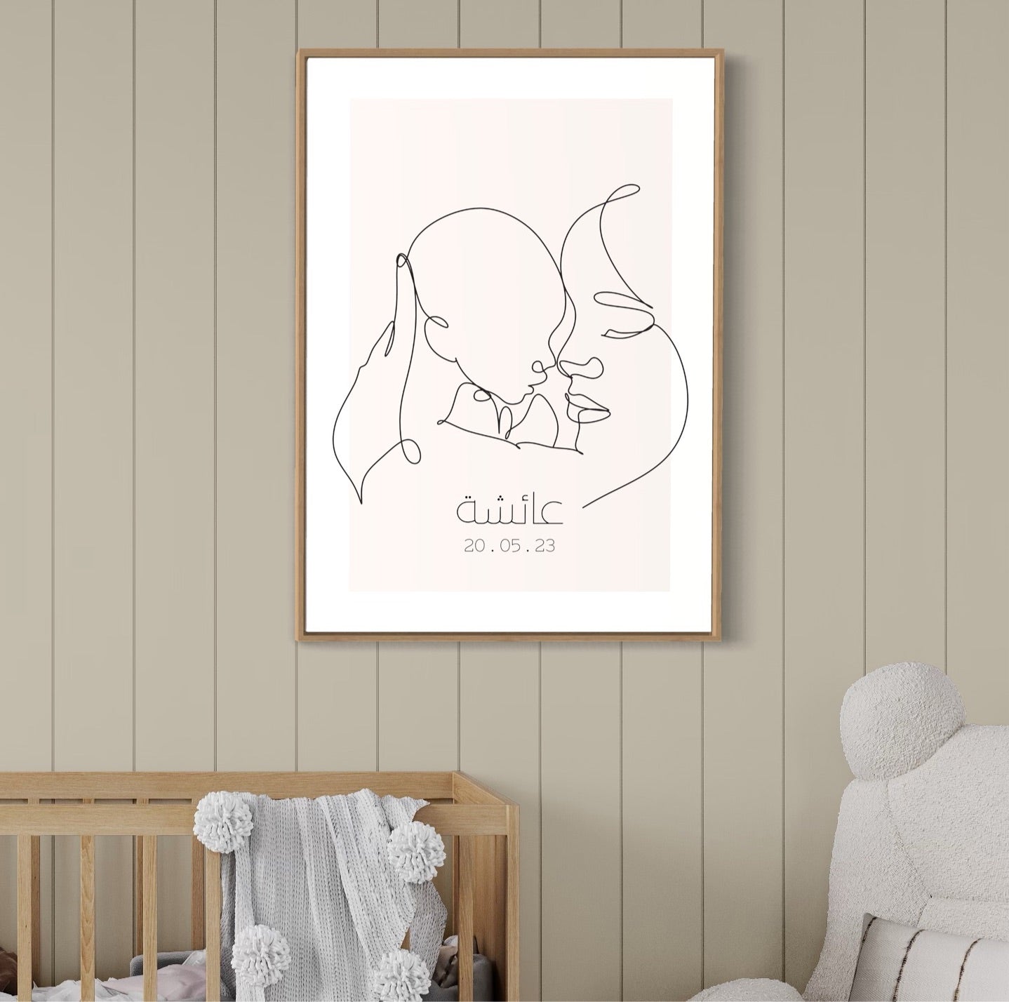 Nose to Nose: Personalized Line Art Print of Mother and Baby - A Timeless Bond