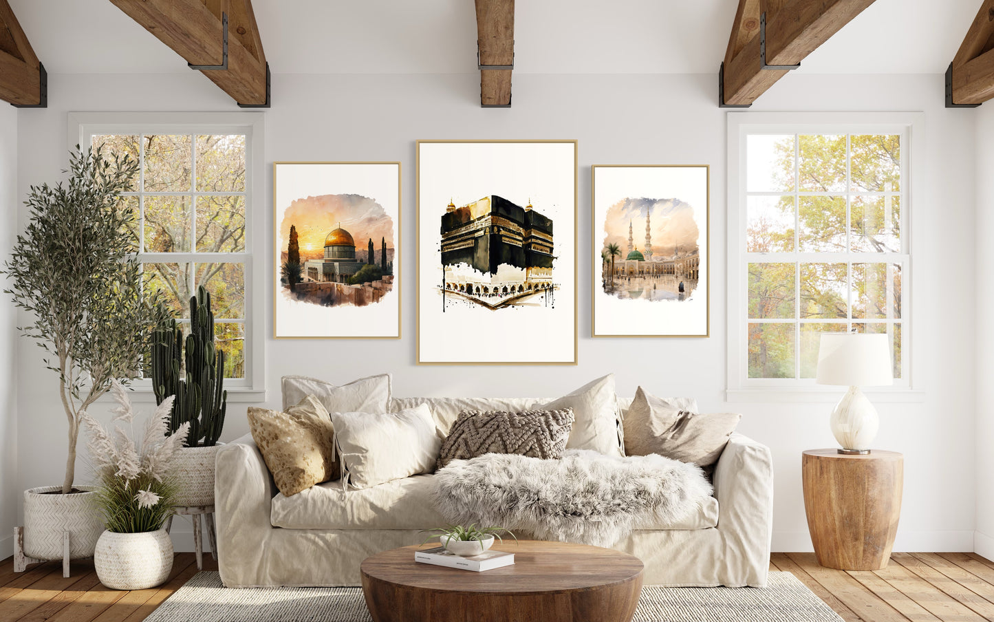 Sacred Trio: Watercolour Paintings of The Holy Kabah, Masjid Al Aqsa and Masjid Nabawi