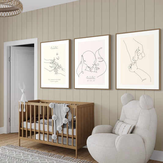 Nose to Nose: Personalized Line Art Print of Mother and Baby - A Timeless Bond
